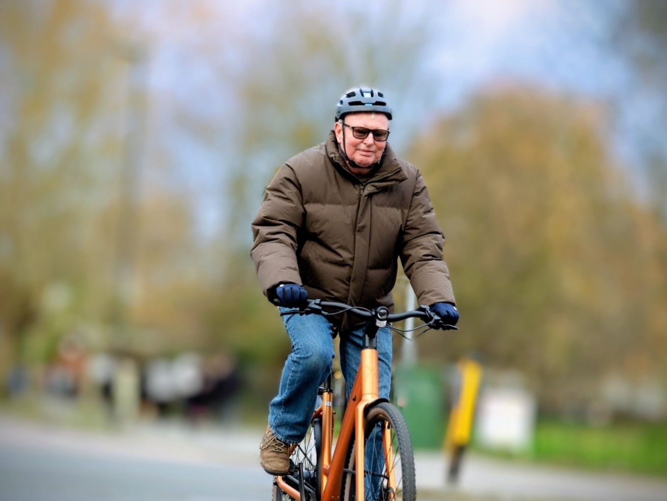 Rob going to work on a bike