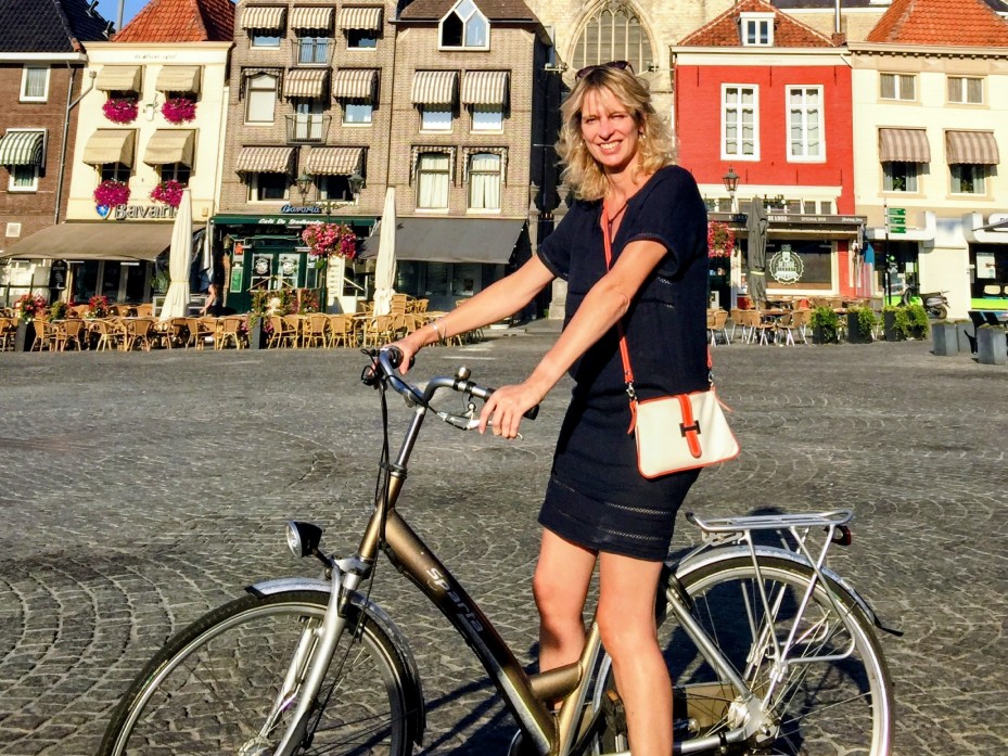 Corrine on a bike at home