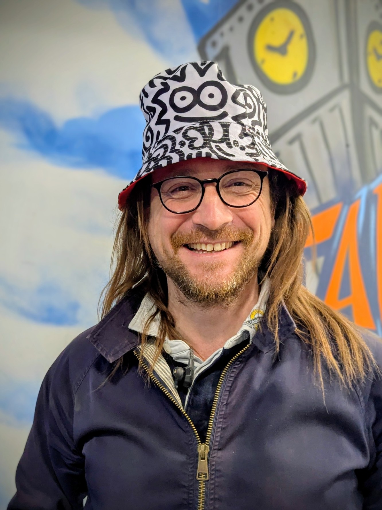 Fabien wth a comic relief doodle hat on